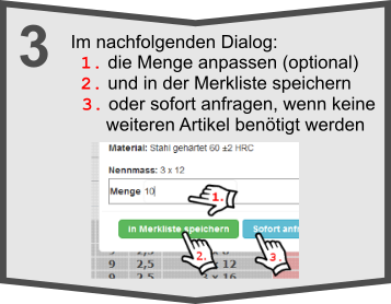 Stckzahl ndern und in der Merkliste speichern