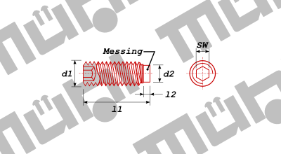 Werksnorm 2276 - MS Druckschraube mit Messing-Bolzen