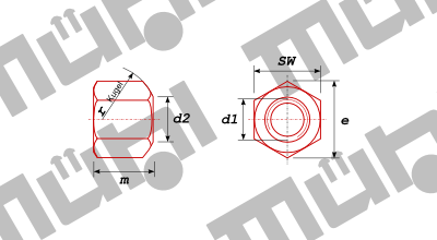 DIN 6330 B Sechskantmutter mit einseitig kugeliger Auflageflche