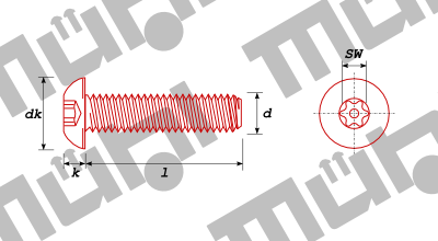 Werksnorm 7380TXP Linsenkopfschraube mit Innenvielzahn und Sicherungspin